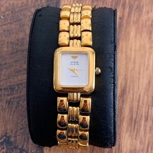 Anne Klein Womens Watch  Gold Tone Rectangle Dial Dress New Battery 6.75"